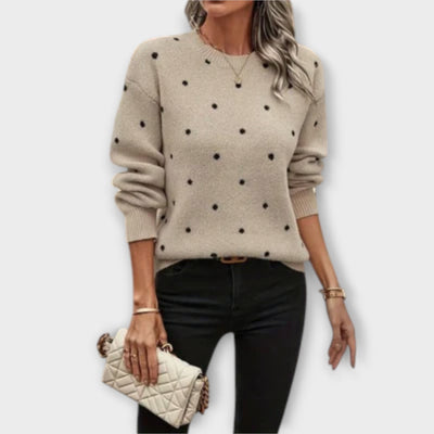Ava – pull-over en maille décontracté à manches longues avec motif pois