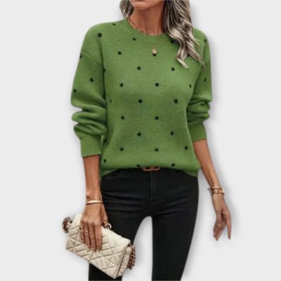 Ava – pull-over en maille décontracté à manches longues avec motif pois