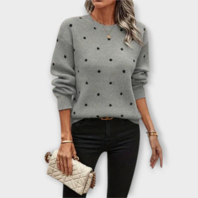 Ava – pull-over en maille décontracté à manches longues avec motif pois