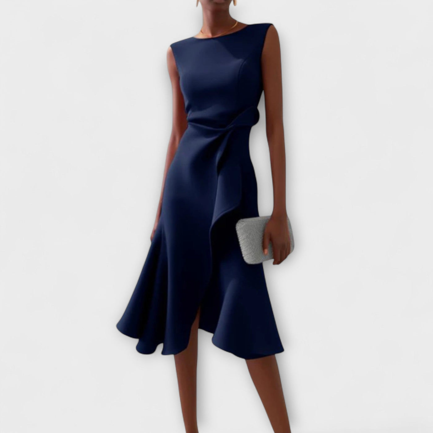 Juliette – Robe midi asymétrique drapée