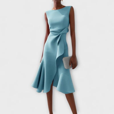Juliette – Robe midi asymétrique drapée