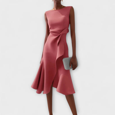 Juliette – Robe midi asymétrique drapée