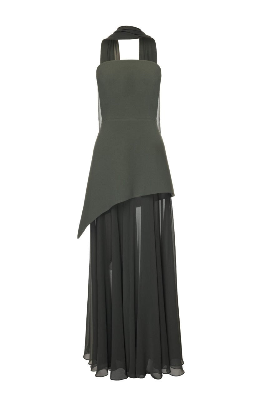 Annette - Robe bustier en mousseline asymétrique
