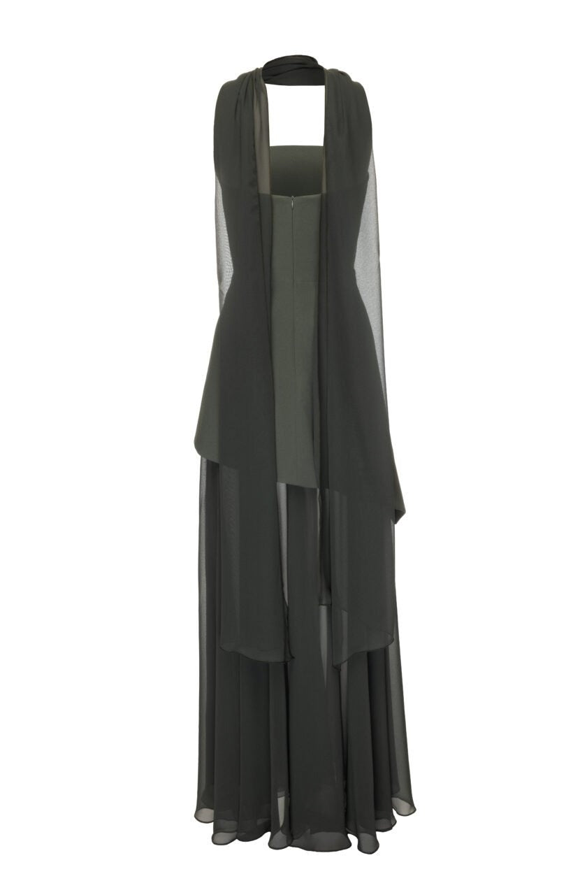 Annette - Robe bustier en mousseline asymétrique